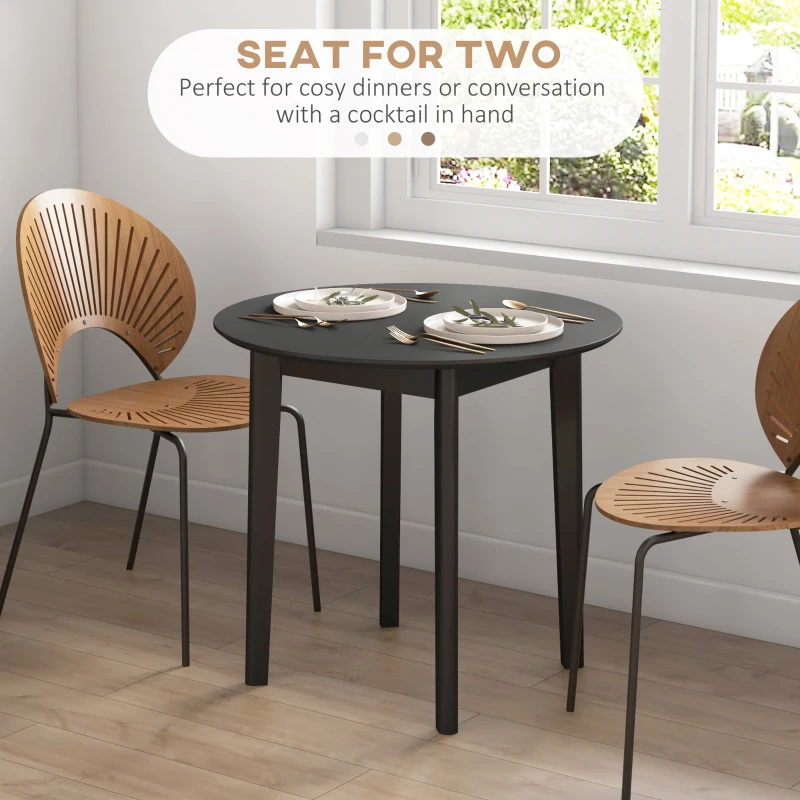 HOMCOM 30" Round Dining Table, Farmhouse Dining Room Table with Pine Wood Frame, Space Saving Small Kitchen Table, Black