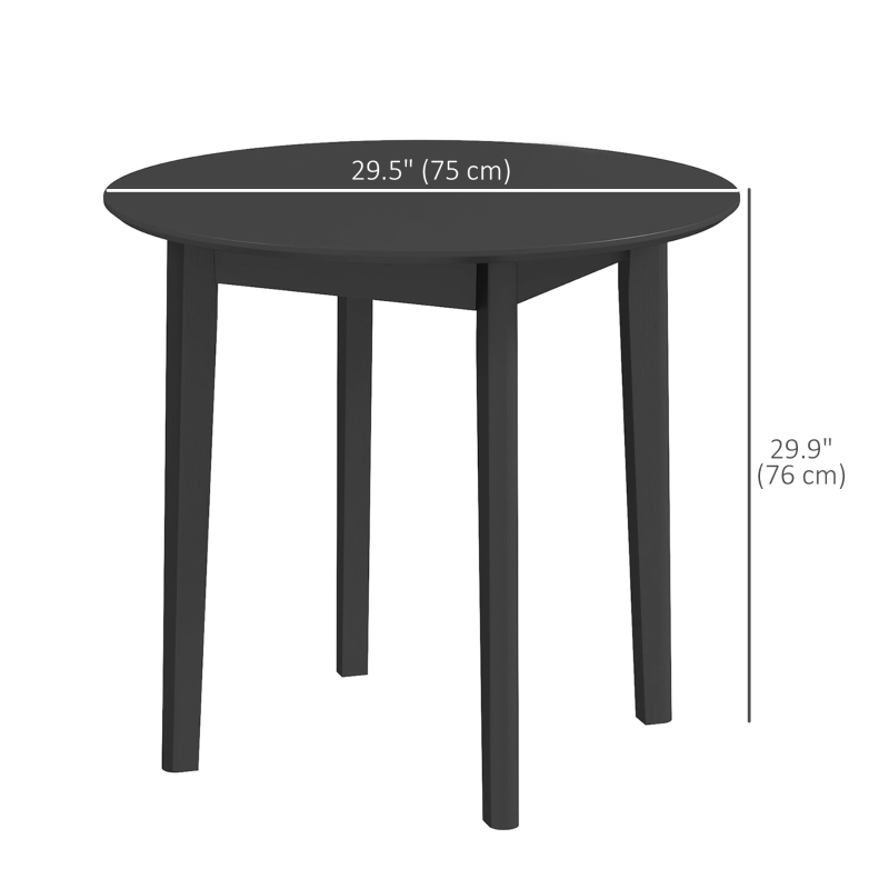 HOMCOM 30" Round Dining Table, Farmhouse Dining Room Table with Pine Wood Frame, Space Saving Small Kitchen Table, Black
