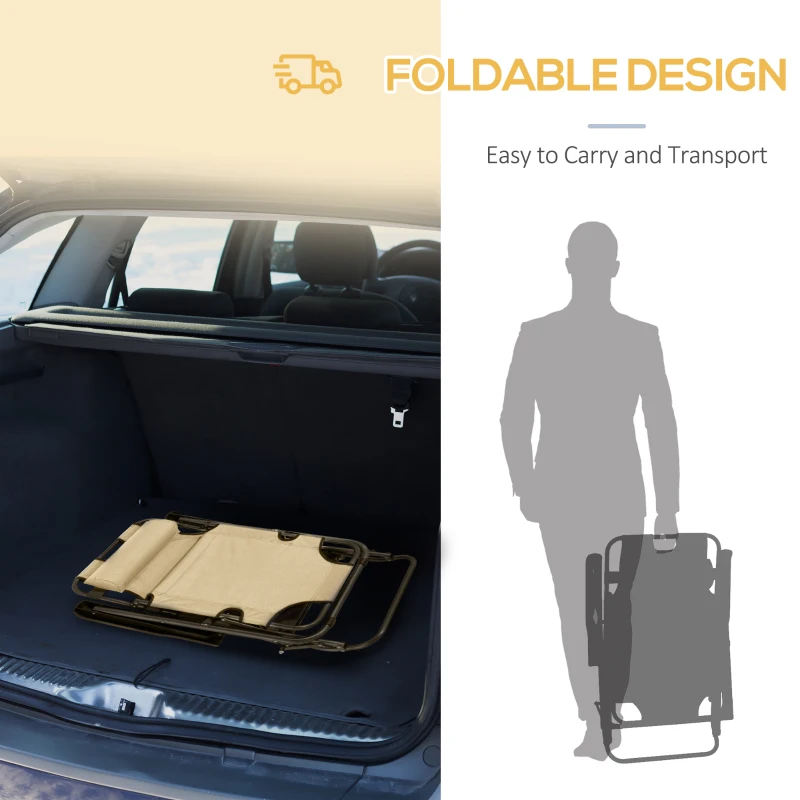 Outsunny Folding Chaise Lounge Chair, Outdoor Portable 2-Level Adjustable Recliner Zero Gravity Chair with Headrest Pillow, Beige