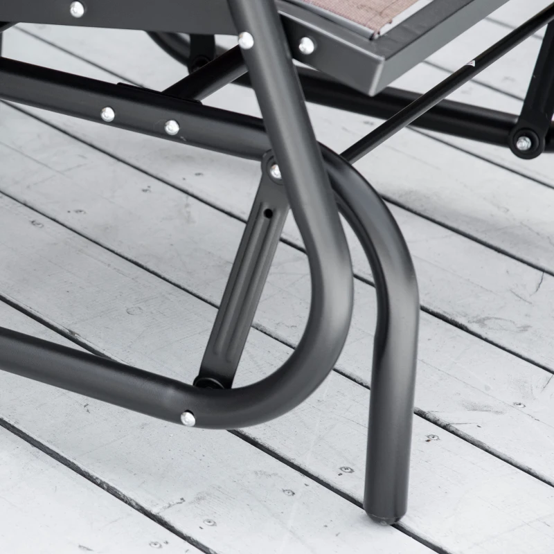 Outsunny Patio Glider with Breathable Mesh Fabric Seat & Backrest, Metal Frame Outdoor Glider Swing Chair with Armrests, Brown