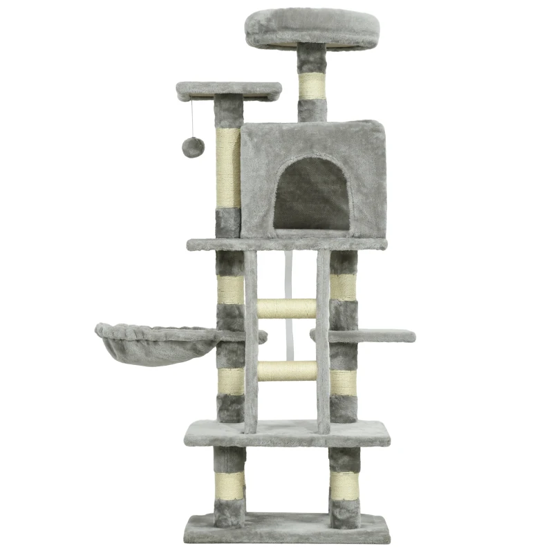 PawHut 49 Inch Large Cat Tree for Indoor Cats, Light Grey