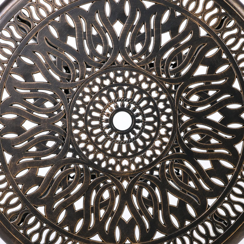 Outsunny 5-Piece Outdoor Patio Dining Set with 4 Armchairs & 1 Table with Umbrella Hole, 35" Round Bistro Table, Cast Aluminium Patio Furniture Set for Garden Deck Yard, Bronze