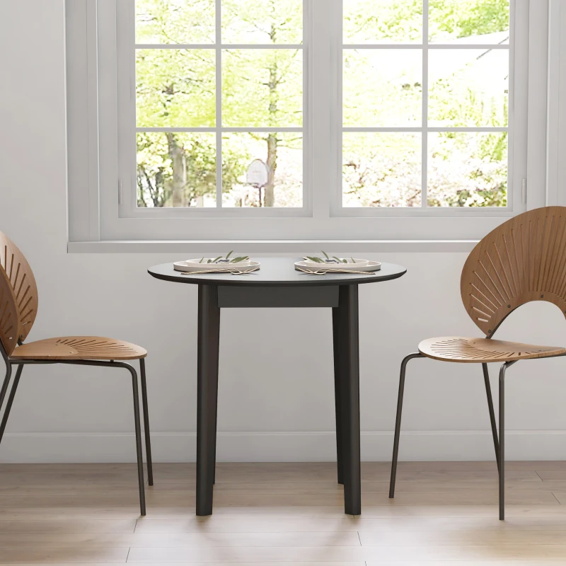 HOMCOM 30" Round Dining Table, Farmhouse Dining Room Table with Pine Wood Frame, Space Saving Small Kitchen Table, Black