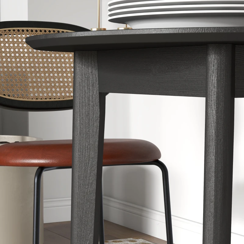 HOMCOM 30" Round Dining Table, Farmhouse Dining Room Table with Pine Wood Frame, Space Saving Small Kitchen Table, Black