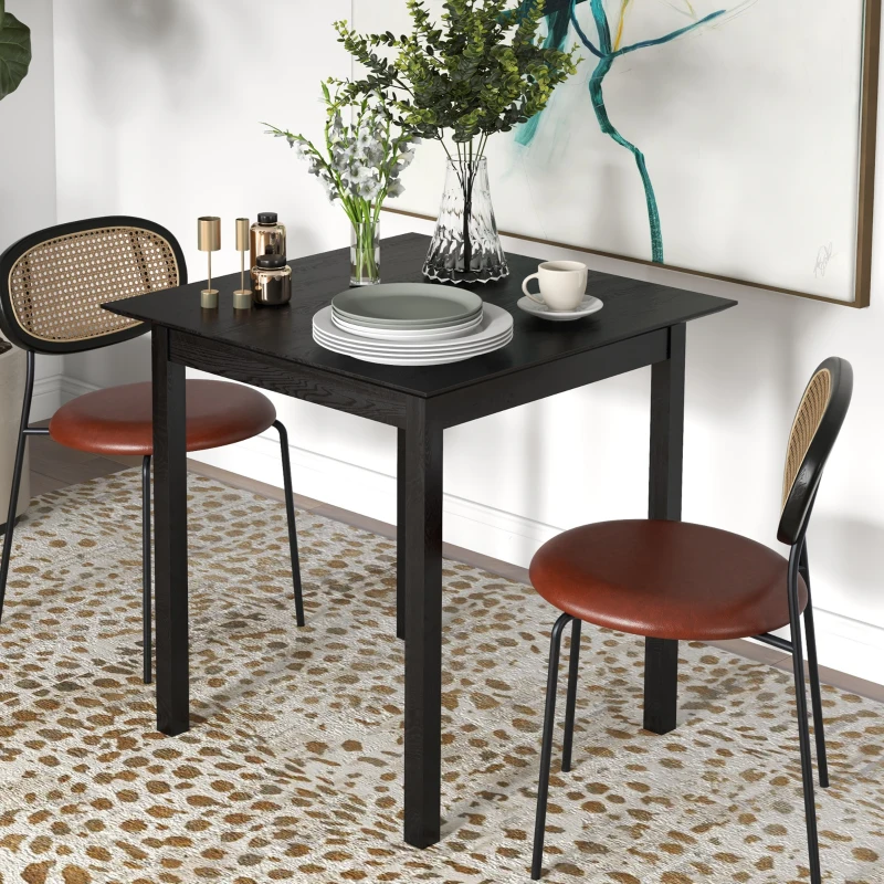 HOMCOM 30" Square Dining Table, Farmhouse Dining Room Table with Pine Wood Frame, Space Saving Small Kitchen Table, Black