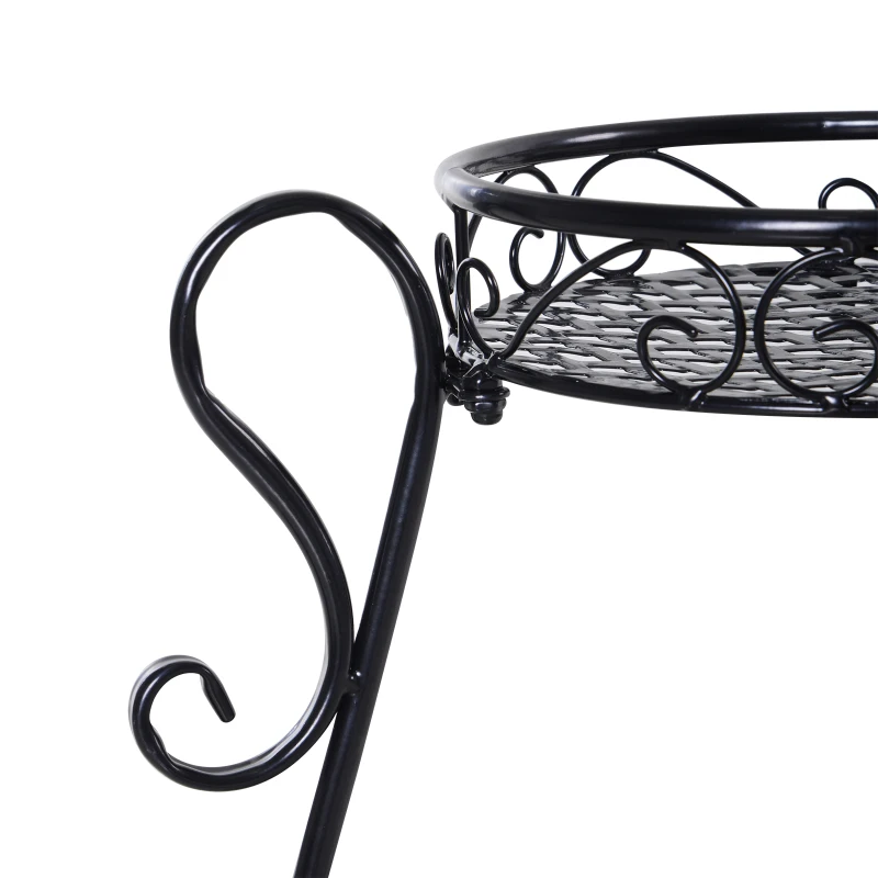 Outsunny 2 Shelf Flower Pot Stand 2-Tier Freestanding Plant Display Rack Indoor Outdoor Metal Easy to clean porch, patio, backyard