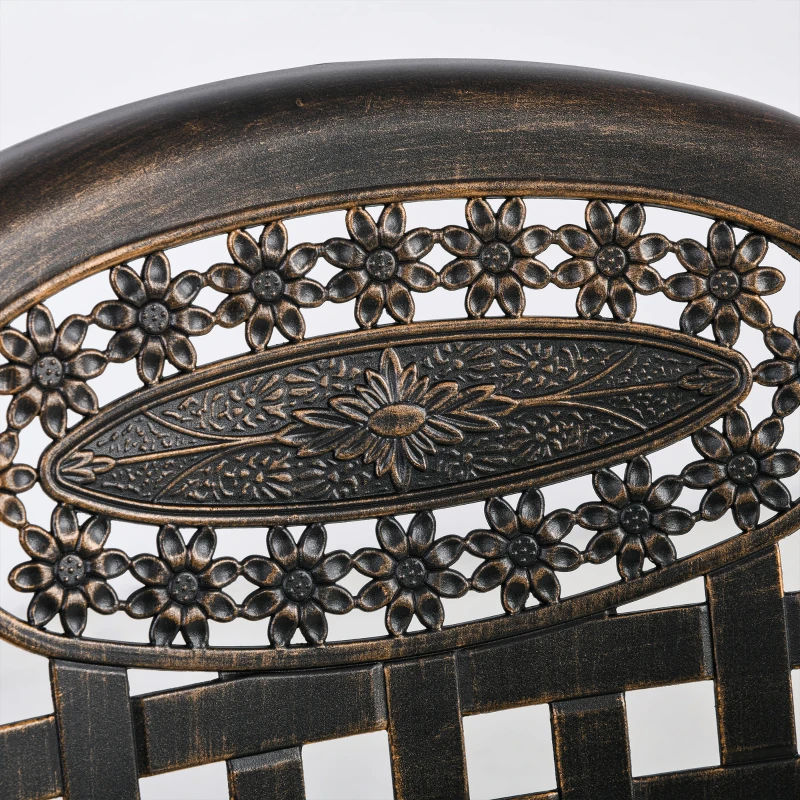 Outsunny 5-Piece Outdoor Patio Dining Set with 4 Armchairs & 1 Table with Umbrella Hole, 35" Round Bistro Table, Cast Aluminium Patio Furniture Set for Garden Deck Yard, Bronze