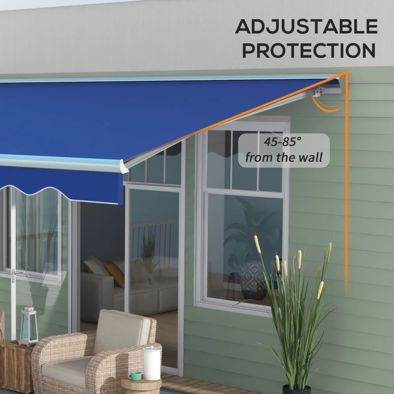 Outsunny 16.5' x 10' Electric Awning, Retractable Awning with LED Lights and Remote Controller for Door and Window, Blue