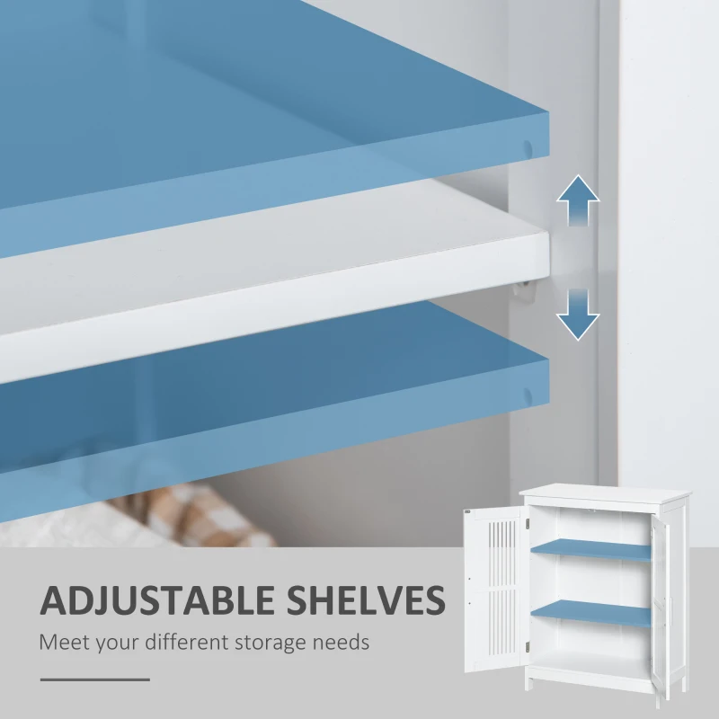 kleankin 2-Piece Bathroom Furniture Set, Small Bathroom Storage Cabinets with Doors and Shelves, Wall Mount Medicine Cabinet and Freestanding Bathroom Floor Cabinet, White