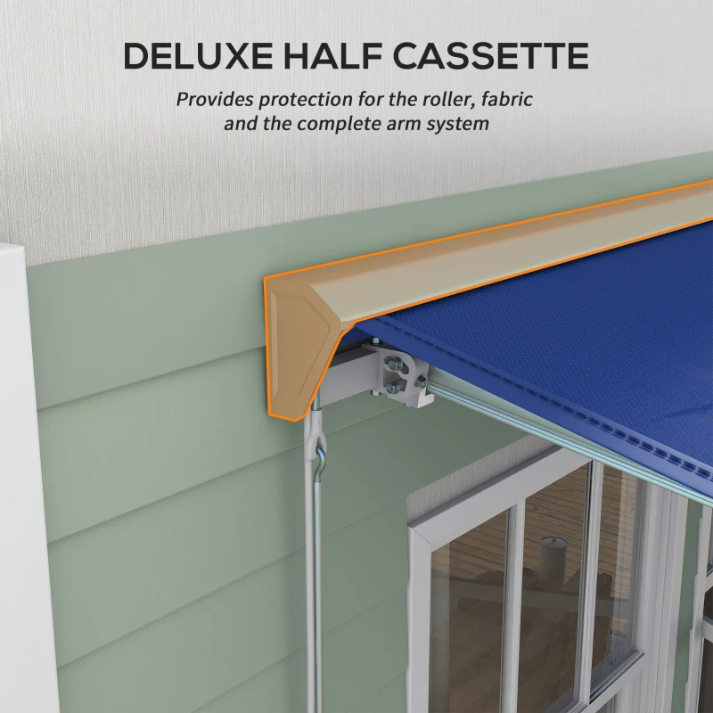 Outsunny 16.5' x 10' Electric Awning, Retractable Awning with LED Lights and Remote Controller for Door and Window, Blue