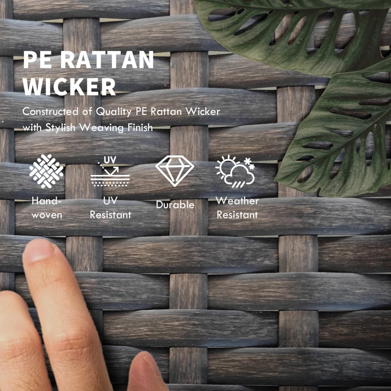 Outsunny 2 Piece Wicker Chaise Lounger PE Rattan Outdoor Lounge Chair Recliner with Adjustable Backrest and 2 Wheels, Grey