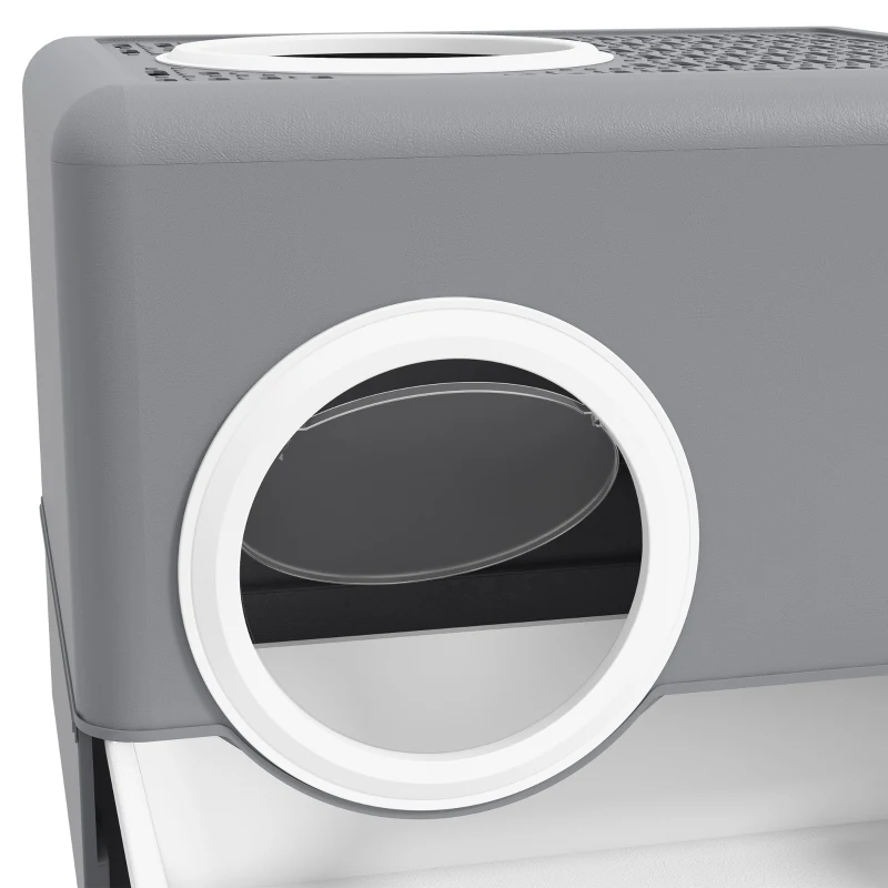 PawHut Cat Litter Box, Litter Tray, Front Entry, Top Exit, 20.5" x 16" x 15"