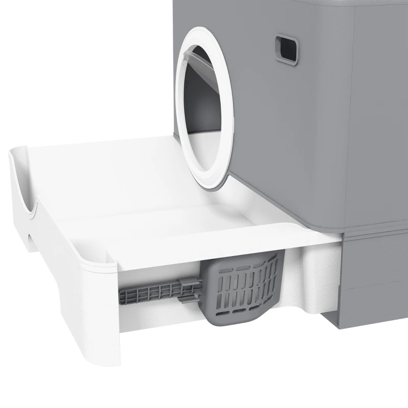 PawHut Cat Litter Box, Litter Tray, Front Entry, Top Exit, 20.5" x 16" x 15"