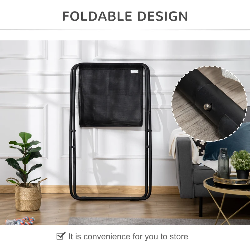 PawHut 47.5" Elevated Foldable Cool Dog Bed for Medium Dog, Indoor Outdoor Raised Pet Cot with Breathable Mesh, Black