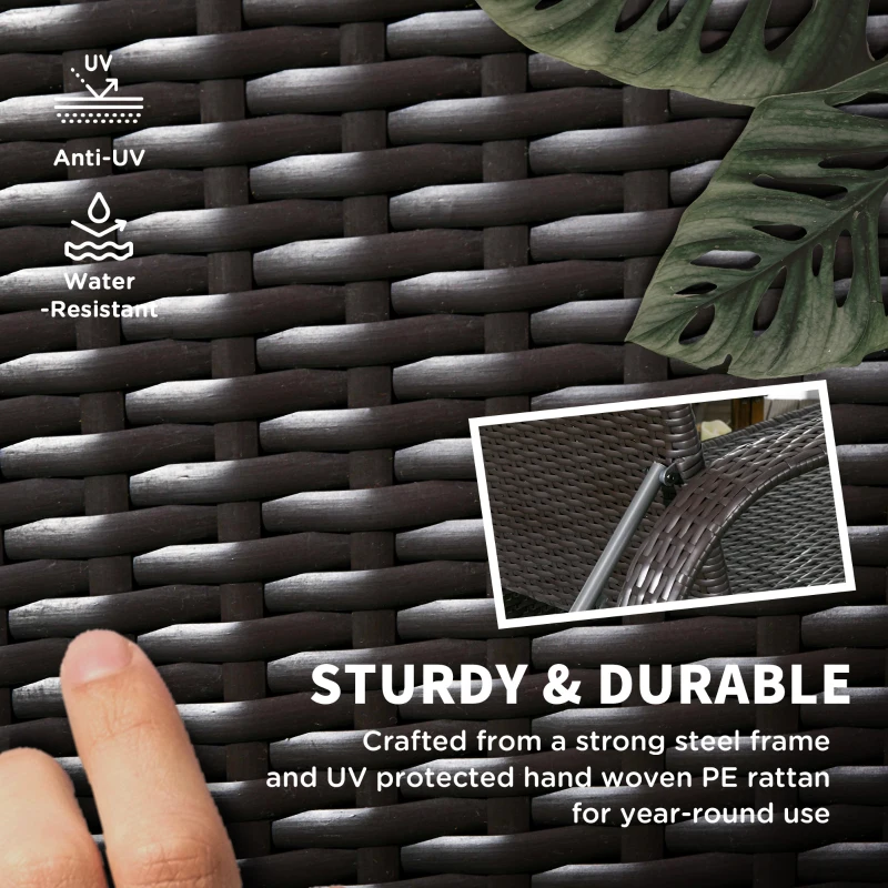 Outsunny Outdoor Lounger, Deck Lounge Chair with Headrest, 5-Level Adjustable, Backrest, Wheels, Deep Coffee and Med Grey