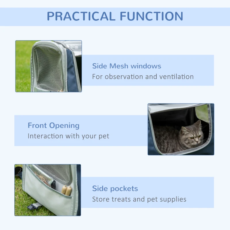 PawHut 3 IN 1 Dog Carrier, Foldable Pet Backpack, Luggage with Telescoping Handle, Adjustable Shoulder Strap for Small Cats & Dogs Travel Hiking, Light Grey