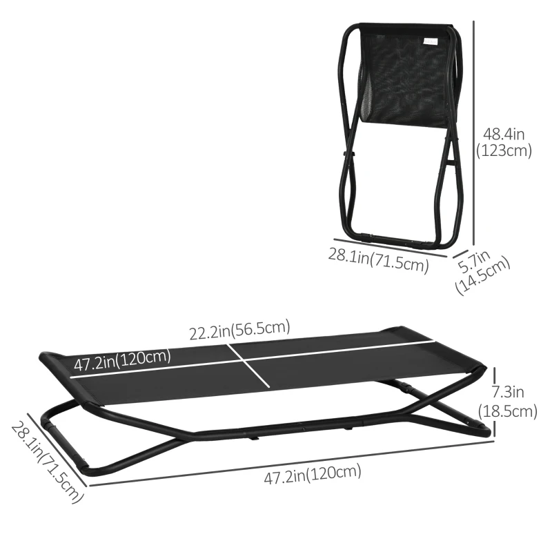 PawHut 47.5" Elevated Foldable Cool Dog Bed for Medium Dog, Indoor Outdoor Raised Pet Cot with Breathable Mesh, Black
