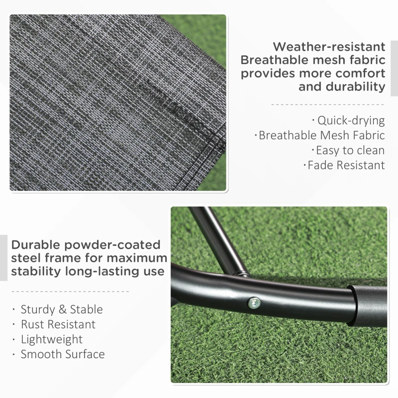 Outsunny Outdoor Patio Rocking Chair, Porch Rocker for Sun Tanning with Pillow and Armrests for Lawn, Beach, Gray