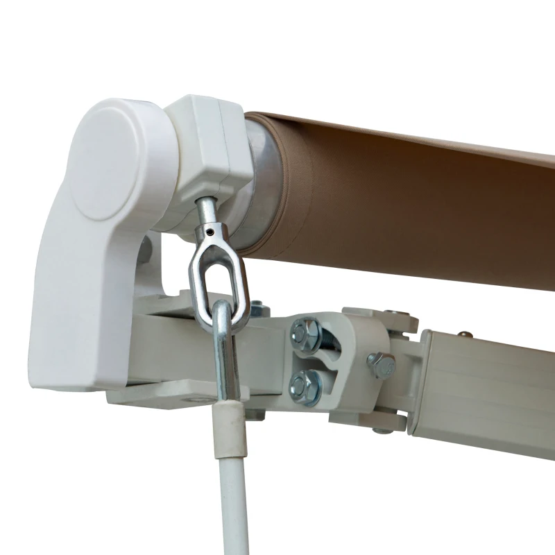 Outsunny 8'x7' Retractable Awning, Manual Patio Sun Shade, Weather-Resistant Outdoor Canopy, Khaki