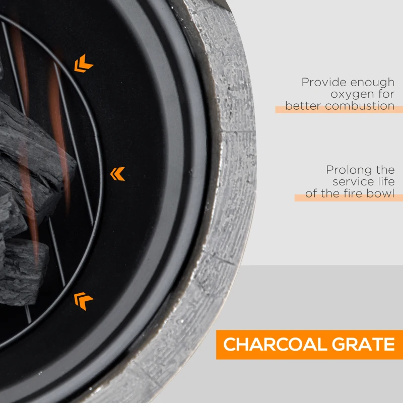 Outsunny 18" Metal Outdoor Fire Pit Wood Burning Fire Bowl with Spark Cover, Poker for Patio, Picnic, Backyard, Dark Brown