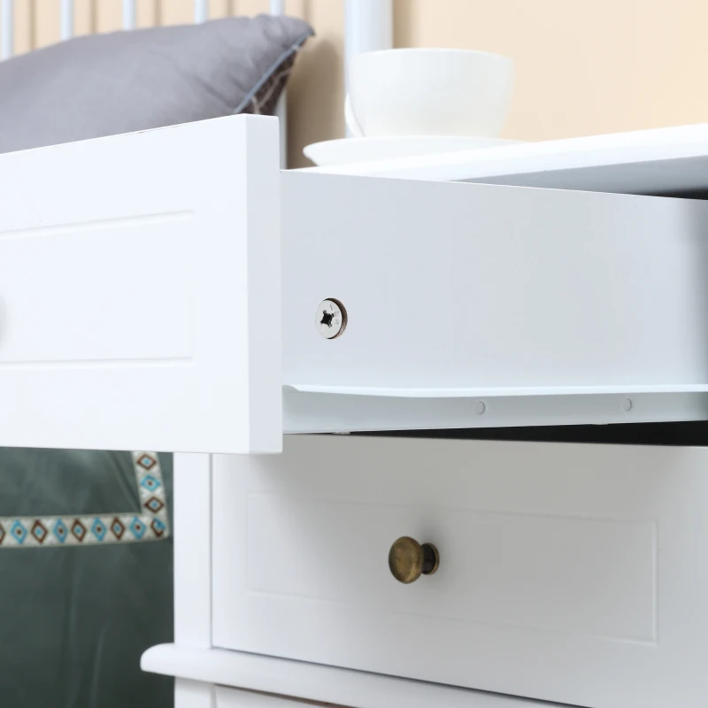 HOMCOM Modern Sofa Side Table, Accent End Table with Drawers and Storage Shelf, Nightstand for Bedroom Living Room, White