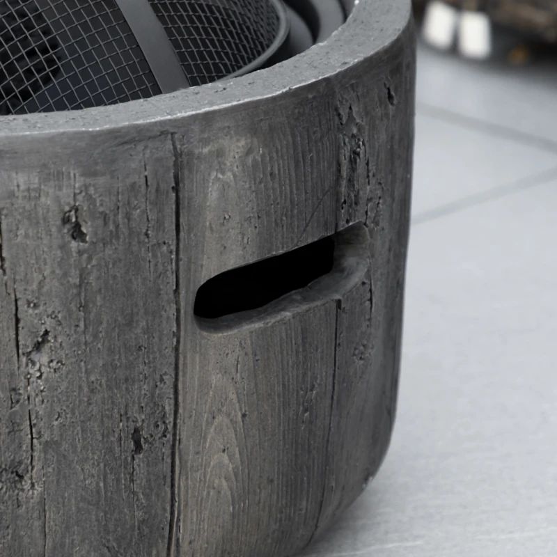 Outsunny 18" Metal Outdoor Fire Pit Wood Burning Fire Bowl with Spark Cover, Poker for Patio, Picnic, Backyard, Dark Brown