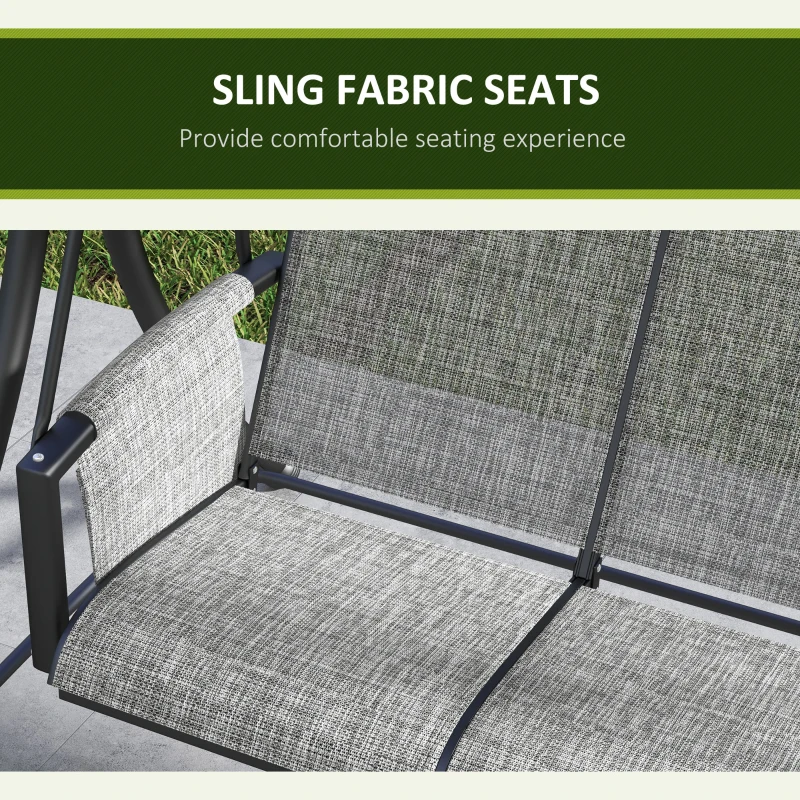 Outsunny 3 Person Outdoor Porch Swing Chair with Adjustable Canopy, Mixed Grey