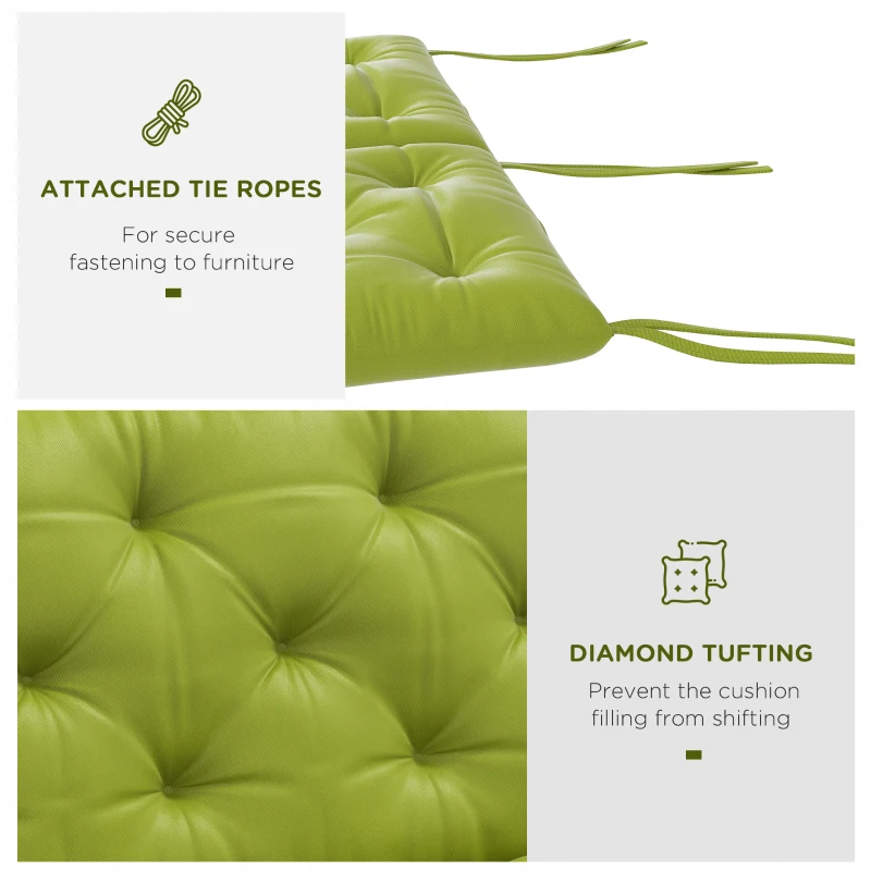 Outsunny 3-Seater Outdoor Bench Swing Chair Replacement Cushions for Patio Garden, Light Green