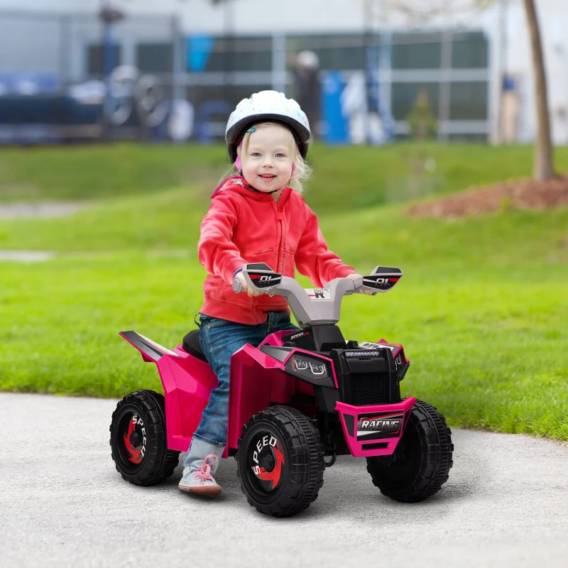Aosom 6V Electric Toy Car with Forward Backward, Wear-Resistant Wheels for Ages 18-36 Months, Pink