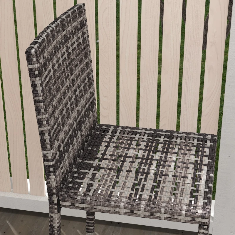 Outsunny 3 Piece Patio Bar Set Wicker Rattan Garden Bistro Set Barstool and Table for Patio Backyard Balcony Poolside, Grey