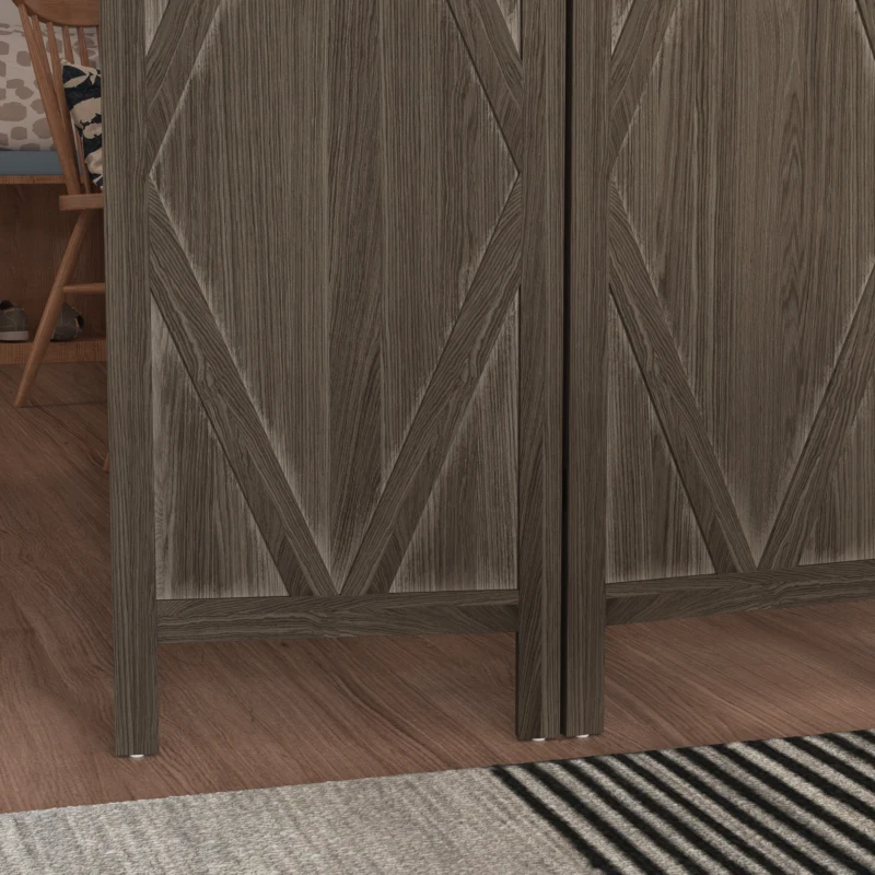 HOMCOM 5.6 Ft. Tall 4-Panel Room Divider, Diamond Pattern Freestanding Folding Privacy Screen Panels, Partition Wall Divider for Indoor Bedroom Office