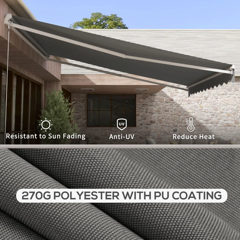Outsunny 13' x 10' Electric Retractable Awning Sun Shade Shelter w/ Remote Controller for Deck Balcony Yard, Light Grey