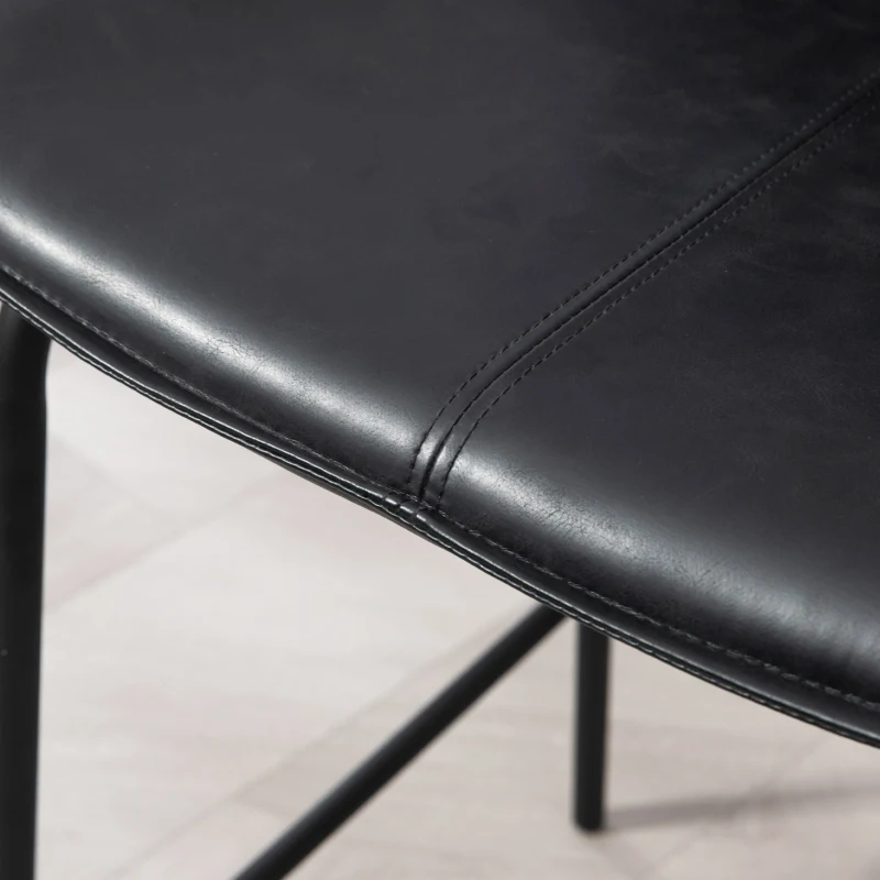 HOMCOM Bar Stools Set of 2, Upholstered Counter Height Bar Chairs, Kitchen Stools with Steel Legs