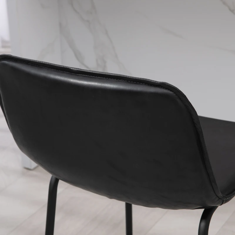 HOMCOM Bar Stools Set of 2, Upholstered Counter Height Bar Chairs, Kitchen Stools with Steel Legs