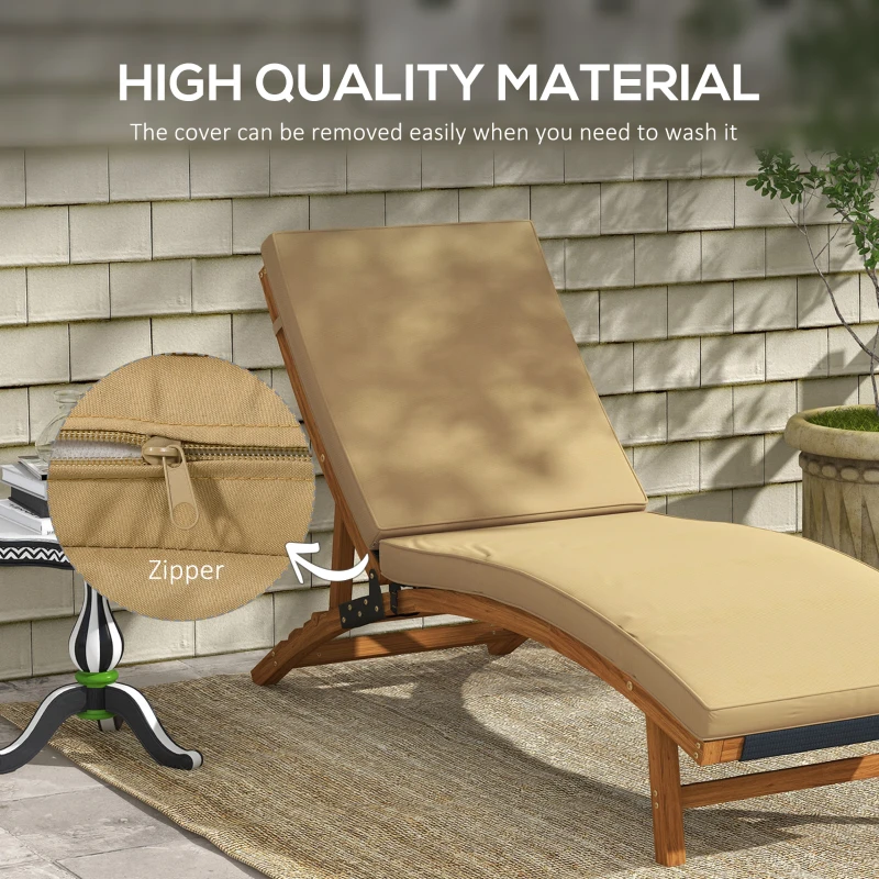 Outsunny 1-Piece Seat Cushion Replacement with Backrest for Lounge, Outdoor Patio Chair Cushions Set with Machine Washable Cover