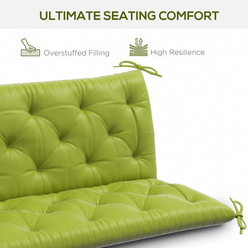 Outsunny 3-Seater Outdoor Bench Swing Chair Replacement Cushions for Patio Garden, Light Green