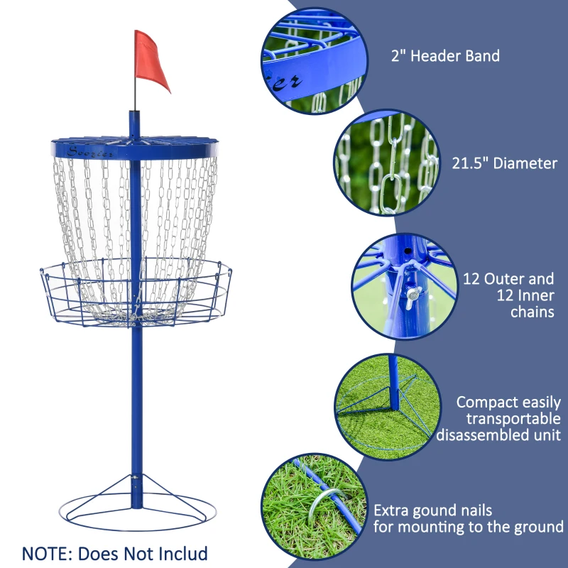 Soozier 24-Chain Portable Practice Basket for Disc Golf Target Stand Easy Assembly & Lightweight Basket w/ Carry Bag Deep Blue