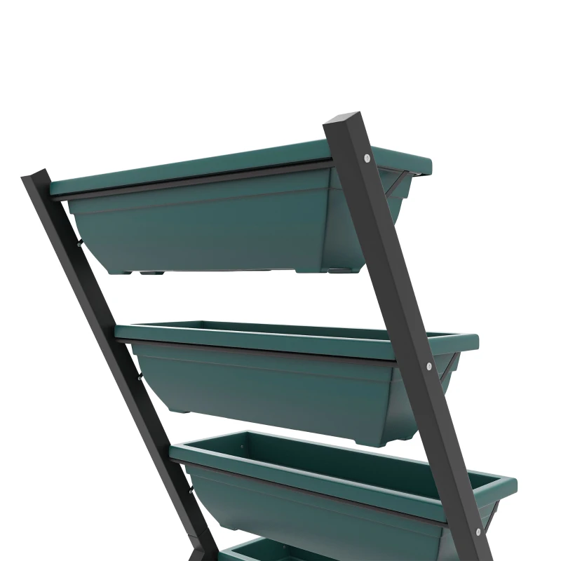 Outsunny 5-Tier Raised Garden Bed with 5 Planter Box, Outdoor Plant Stand Grow Containers with Leaking Holes for Balcony Patio Outdoor, Green
