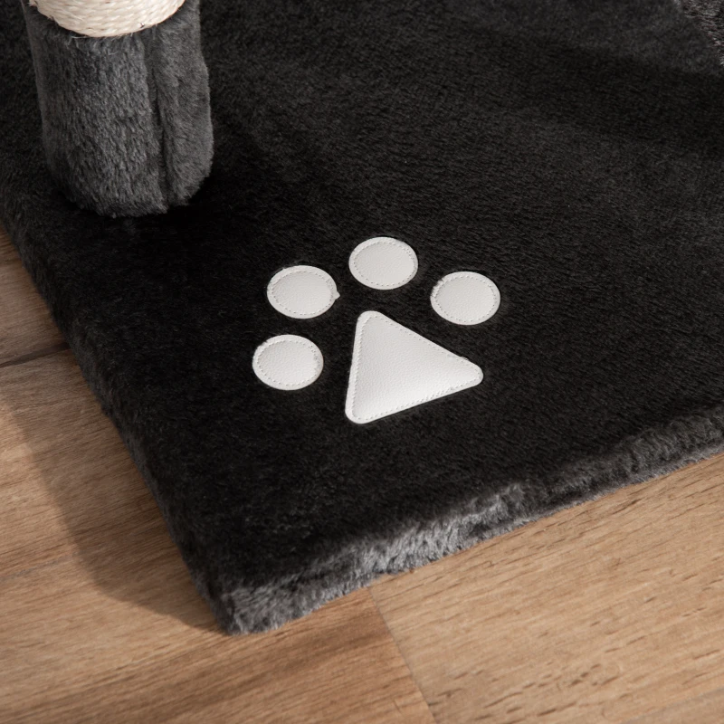 PawHut 94"-102" Floor to Ceiling Cat Tree High Cat Condo Scratching Post Activity Center Multi-Level Play House Dark Grey