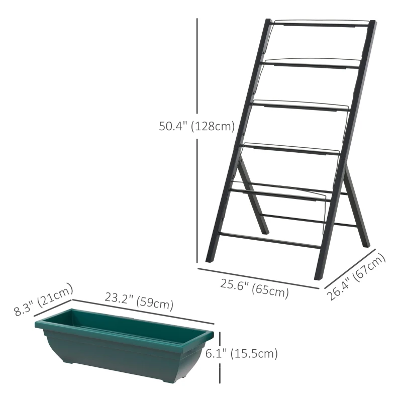 Outsunny 5-Tier Raised Garden Bed with 5 Planter Box, Outdoor Plant Stand Grow Containers with Leaking Holes for Balcony Patio Outdoor, Green