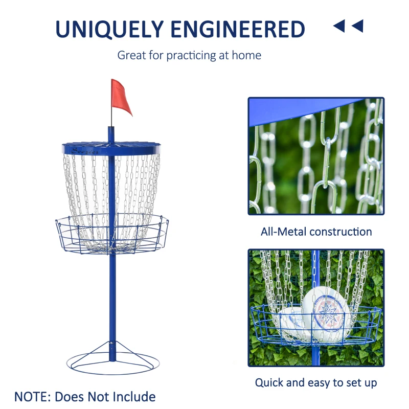 Soozier 24-Chain Portable Practice Basket for Disc Golf Target Stand Easy Assembly & Lightweight Basket w/ Carry Bag Deep Blue