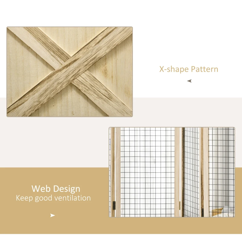 HOMCOM 4.7' 4 Panel Room Divider, Indoor Privacy Screens for Home, Natural