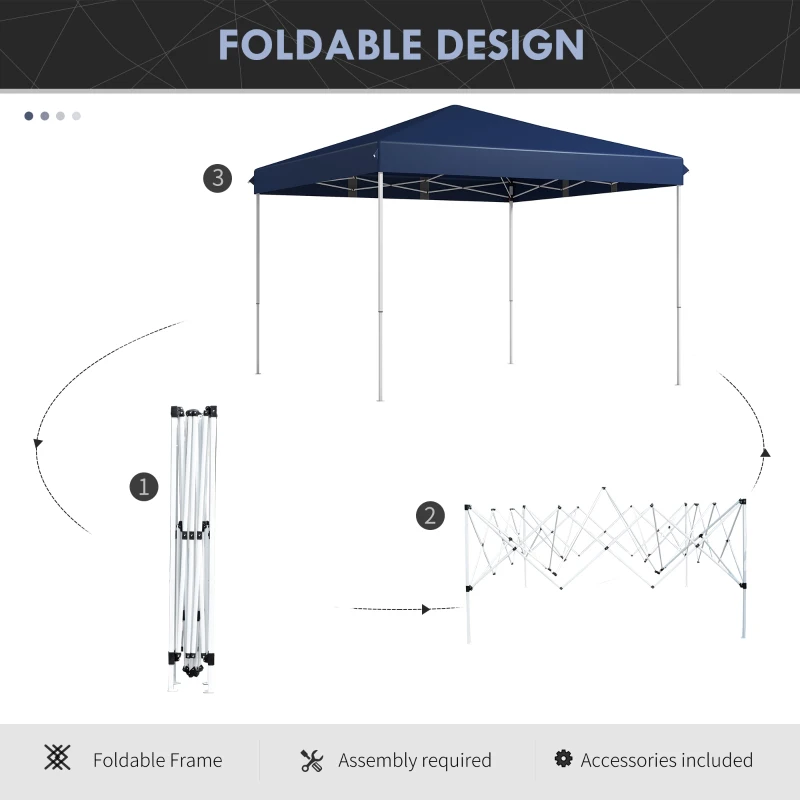 Outsunny 13' x 13' Pop Up Canopy Tent with Height Adjustable for Outdoor, Garden, Patio, Dark Blue