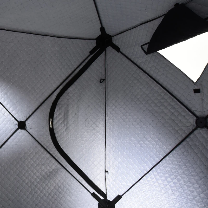 Outsunny 2 Person Ice Fishing Shelter, Pop-up Ice Fishing Tent, Ice Shanty, Portable and Insulated, with 2 Doors and Carrying Bag, Black