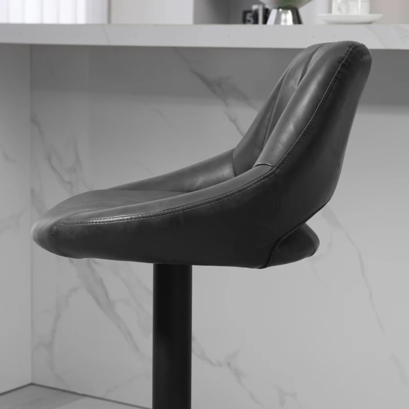 HOMCOM Swivel Bar Stools Set of 2, Faux Leather Upholstered Counter Height Barstools with Round Metal Base