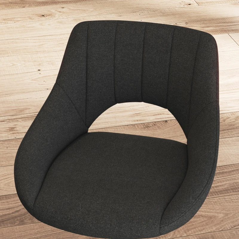 HOMCOM Swivel Bar Stools Set of 2, Linen Upholstered Counter Height Barstools with Round Metal Base