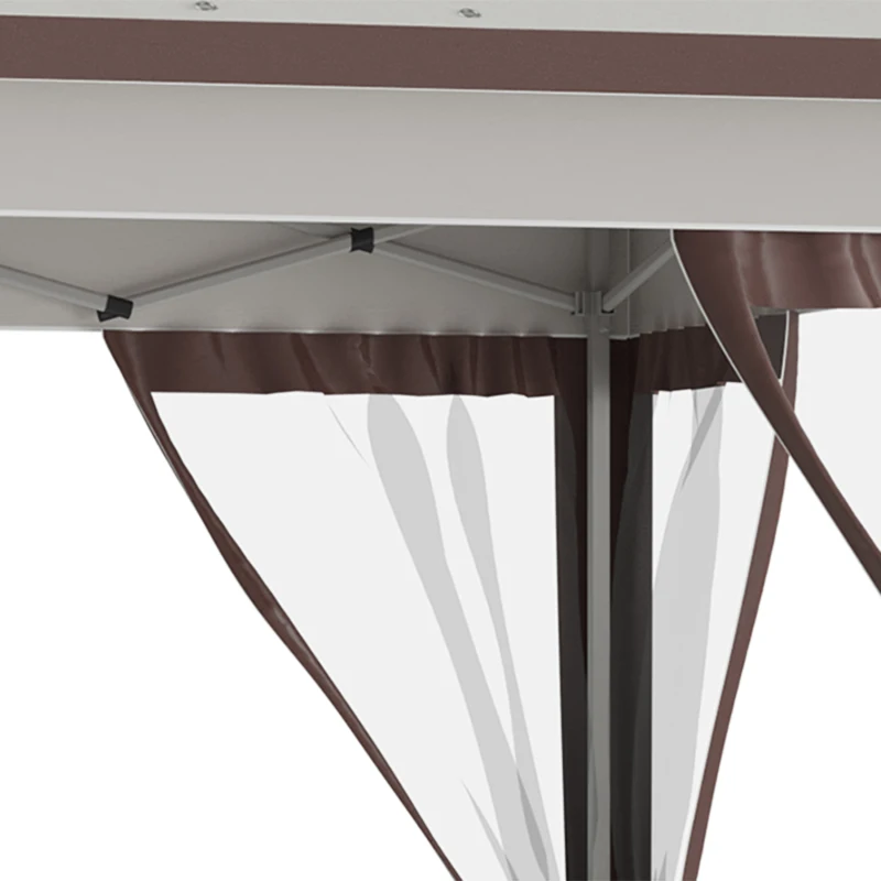 Outsunny 12' x 12' Pop Up Canopy Tent with Netting and Carry Bag, Instant Sun Shelter with 137 sq.ft Shade, Beige and Brown