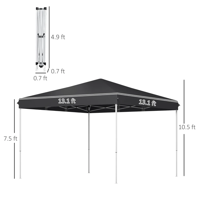 Outsunny 13' x 13' Pop Up Canopy Tent with Height Adjustable, Carry Bag for Outdoor, Garden, Patio, Gray