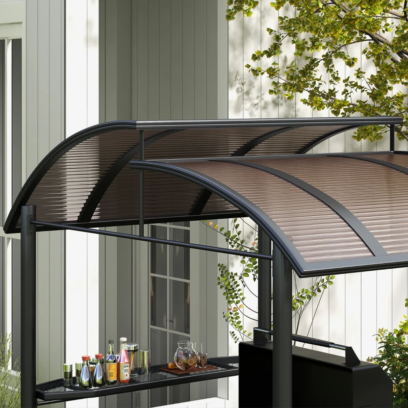 Outsunny 8' x 5' Grill Gazebo with Vented PC Roof, Side Shleves, Dark Grey