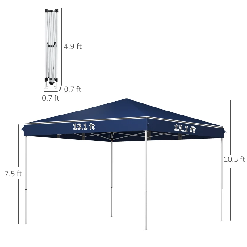 Outsunny 13' x 13' Pop Up Canopy Tent with Height Adjustable for Outdoor, Garden, Patio, Dark Blue